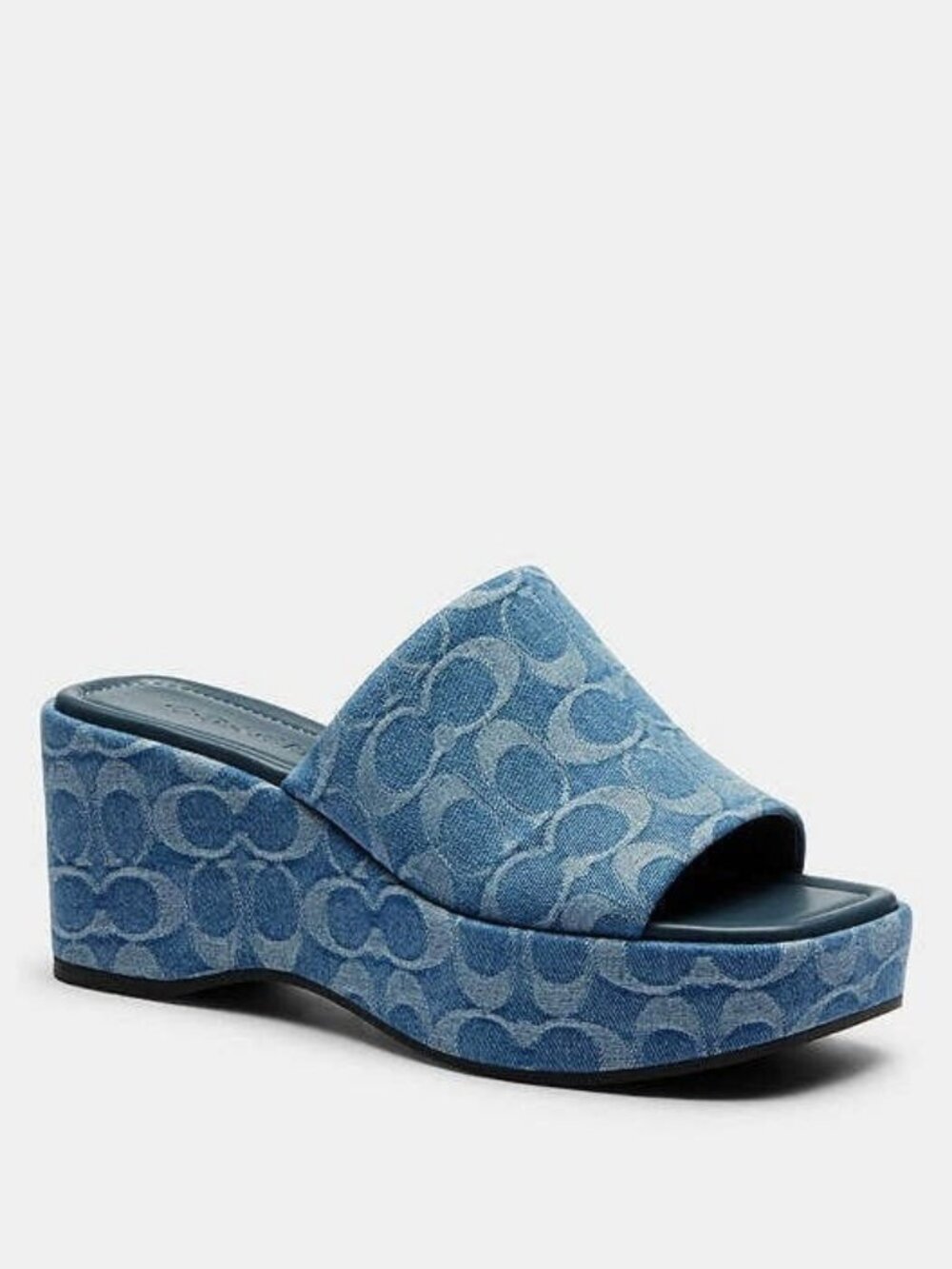 Coach Phoebe Platform Sandal Women's Size 9.5 Indigo Signature Logo Slip On
